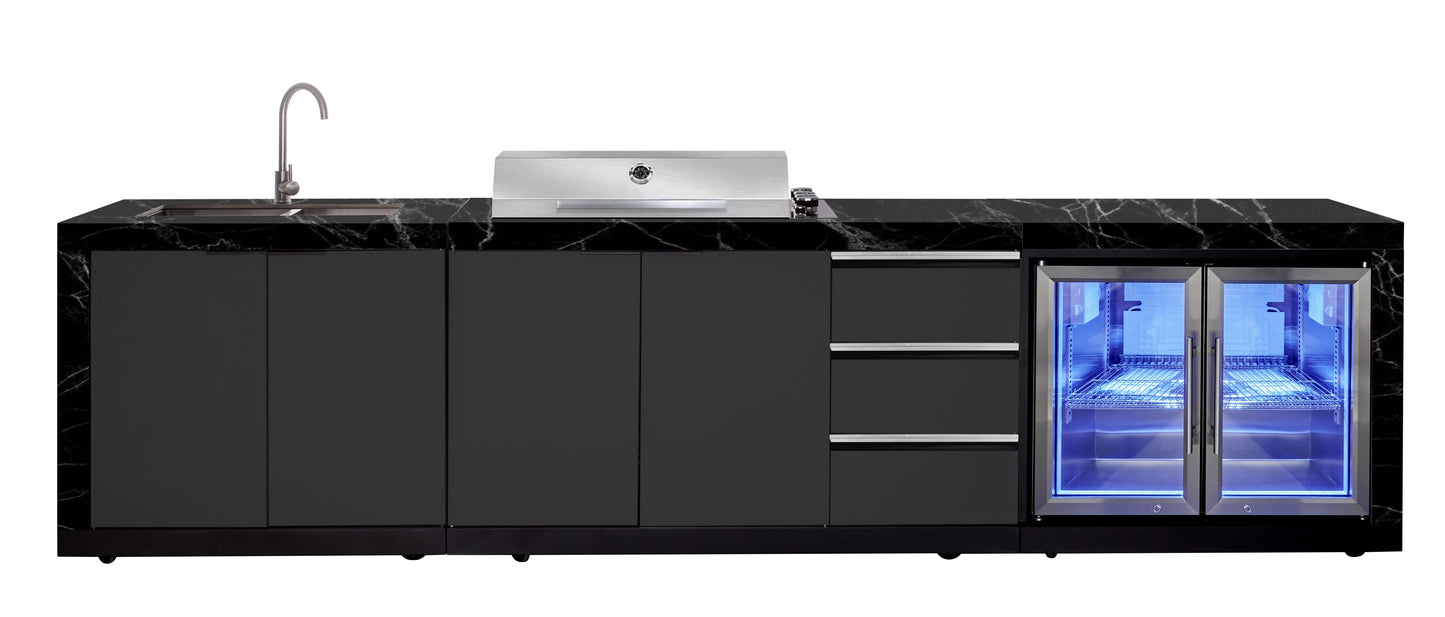 Rockpool 4B Drop In BBQ Kitchen Inc sintered stoneBenchtops, Aluminium Cabinets, Weather Resistant, Fridge & Sink