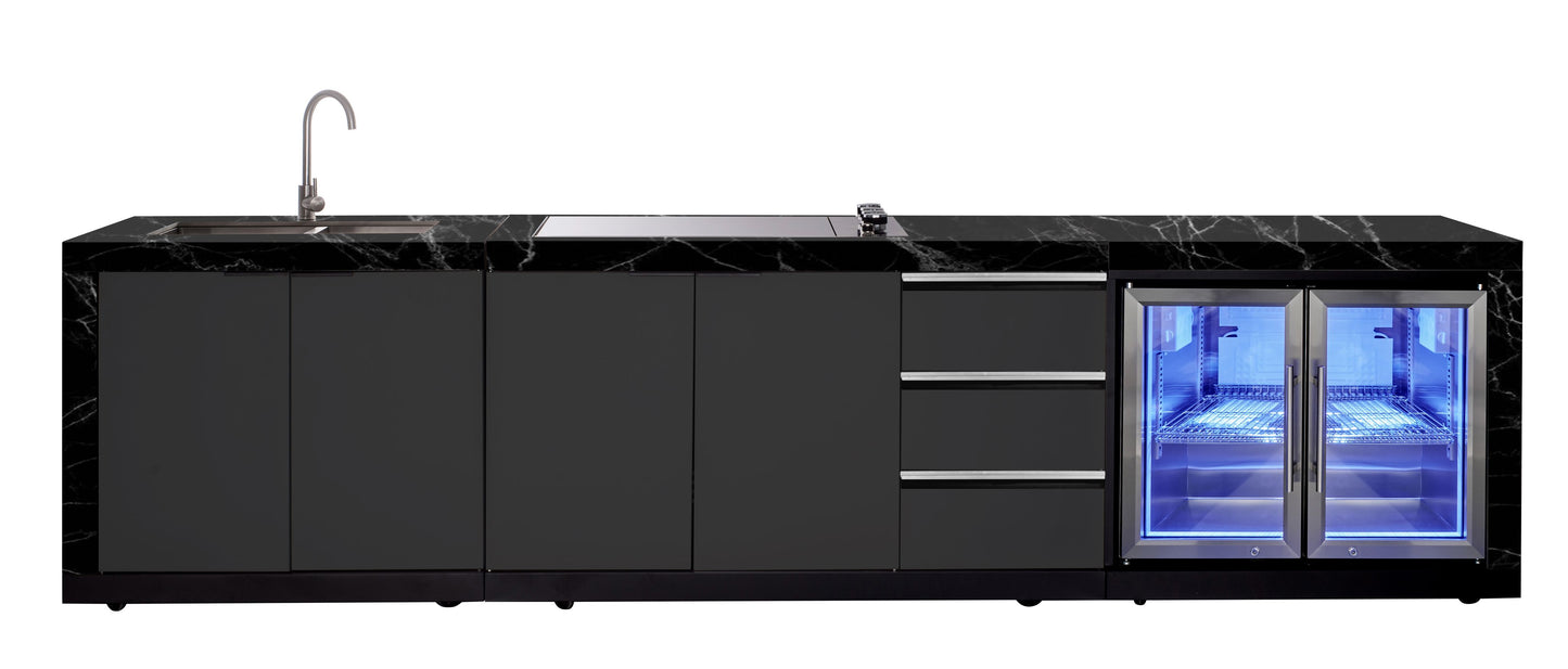 Rockpool 4B Drop In BBQ Kitchen Inc sintered stoneBenchtops, Aluminium Cabinets, Weather Resistant, Fridge & Sink
