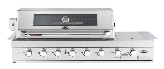 6 Burner Built In BBQ With Side Wok & Rear Infrared Burner | 304 Stainless Steel, Blue LED Knobs