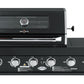 4 Burner + Wok Built In BBQ With Rear Infrared Burner | Black 304 Stainless Steel, Blue LED Knobs