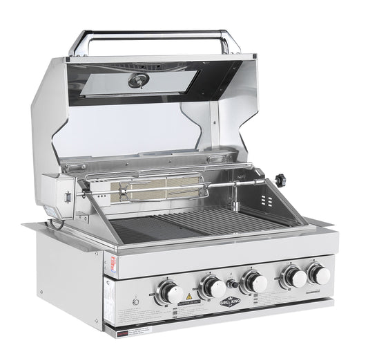 4 Burner Built-In BBQ With Rear Infrared Burner | 304 High Grade Stainless Steel, Blue LED Knobs
