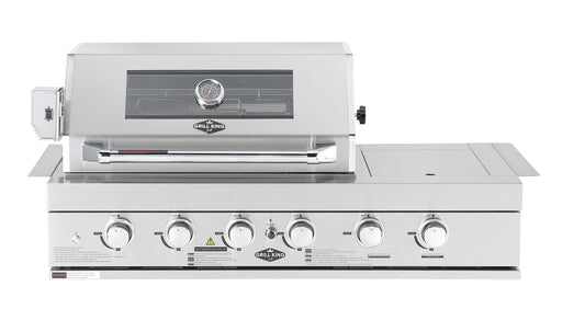 4 Burner + Wok Built In BBQ With Rear Infrared Burner | 304 Stainless Steel, Blue LED Knobs