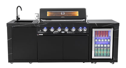 test rey 1 Rockpool Black 6B Outdoor Kitchen BBQ Package, Fridge, Sink, Rear infrared burner