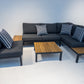 Outdoor Havana Package In Black - Outdoor Aluminum & Acacia Modular Corner Lounge Black Aluminium with Black Fabric