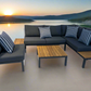 Outdoor Havana Package In Black - Outdoor Aluminum & Acacia Modular Corner Lounge Black Aluminium with Black Fabric