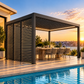 GazeboMate Louvered Gazebo + Aluminium Privacy Side Wall – Monument Charcoal