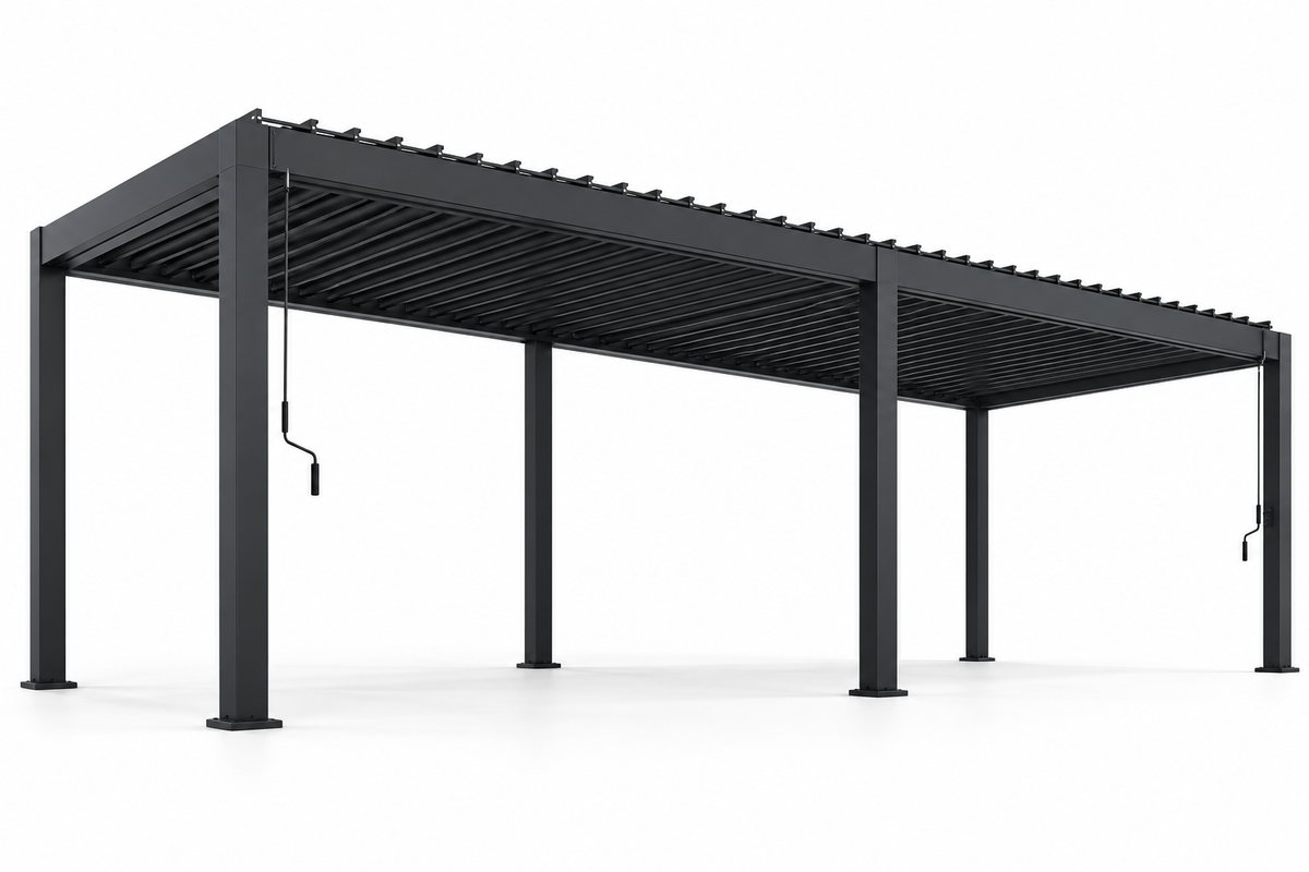 GazeboMate 3m × 6m Monument Aluminium Louvered Gazebo – Adjustable Roof Pergola