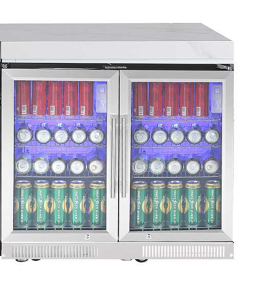 4-Burner SS Built-In BBQ Outdoor Kitchen with 208L Bar Fridge - Rockpool White
