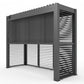 Grill King Outdoor BBQ Shelter Package – 6 Burner Charcoal BBQ Kitchen, Fridge & Sink + Freestanding Aluminium Louver Roof with LED Lighting & Privacy Blind