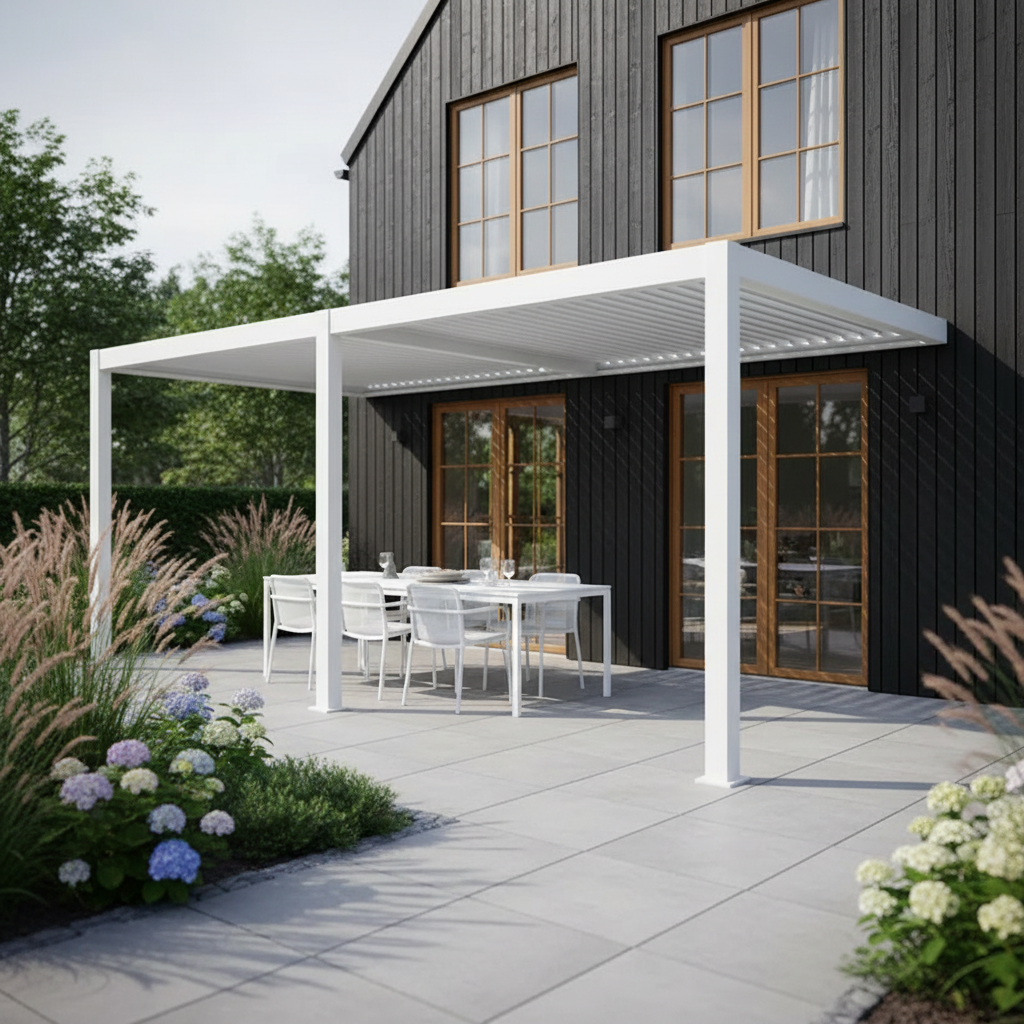 Wall Mounted Monument 3M x 6M Semi Permanent Louvered Gazebo Aluminium Pergola Monument Heavy Duty Wind Resistant