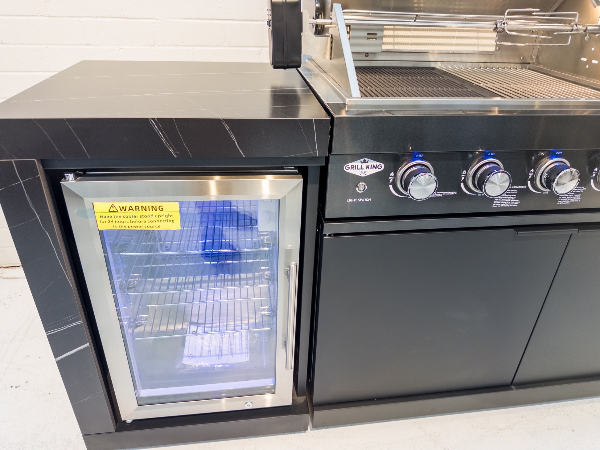 Floor Stock Rockpool Black 4B + Wok: Designer Black Outdoor BBQ Kitchen Package inc Fridge & Sink