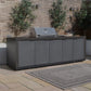 Grill King Outdoor BBQ Shelter Package – 3.1M BBQ 6 Burner Drop In BBQ Kitchen + Freestanding Aluminium Louver Roof with LED Lighting & Privacy Blind