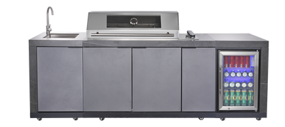 test rey 1 Deep Charcoal 6B Drop In BBQ Kitchen Package Inc sintered stone benchtops, Aluminium Cabinets, Weather Resistant, Fridge & Sink