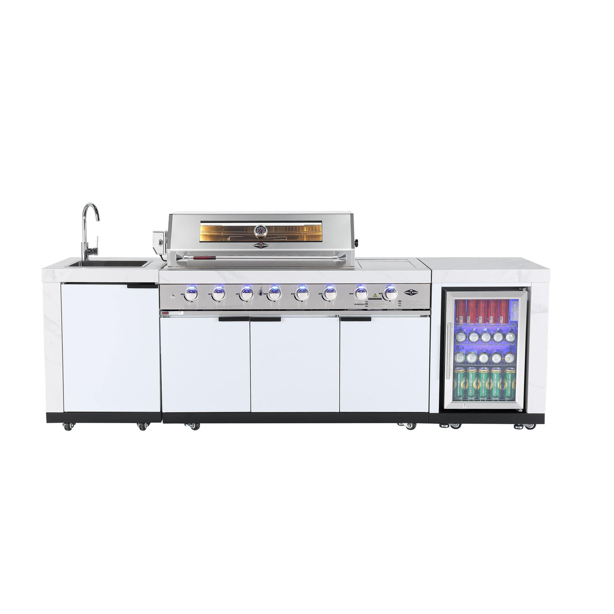 Grill King Built-In BBQ Cabinet Module – Flat Pack | White 4 & 6 Burner Options