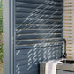 Grill King Outdoor BBQ Shelter Package – 6 Burner Charcoal BBQ Kitchen, Fridge & Sink + Freestanding Aluminium Louver Roof with LED Lighting & Privacy Blind