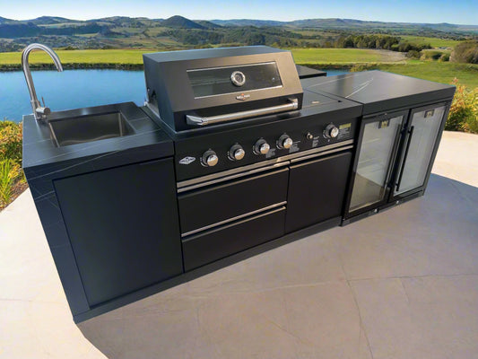 Floor Stock Rockpool 4 Burner + Wok BBQ Kitchen Package | Inc Sink + 208L Bar Fridge