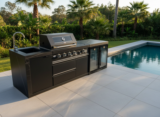Floor Stock Rockpool 4 Burner + Wok BBQ Kitchen Package | Inc Sink + 208L Bar Fridge
