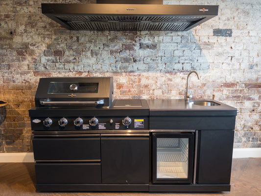 Black Felix 4B + Wok Designer BBQ Kitchen 2M: 4B + Wok + Fridge & Sink Combo