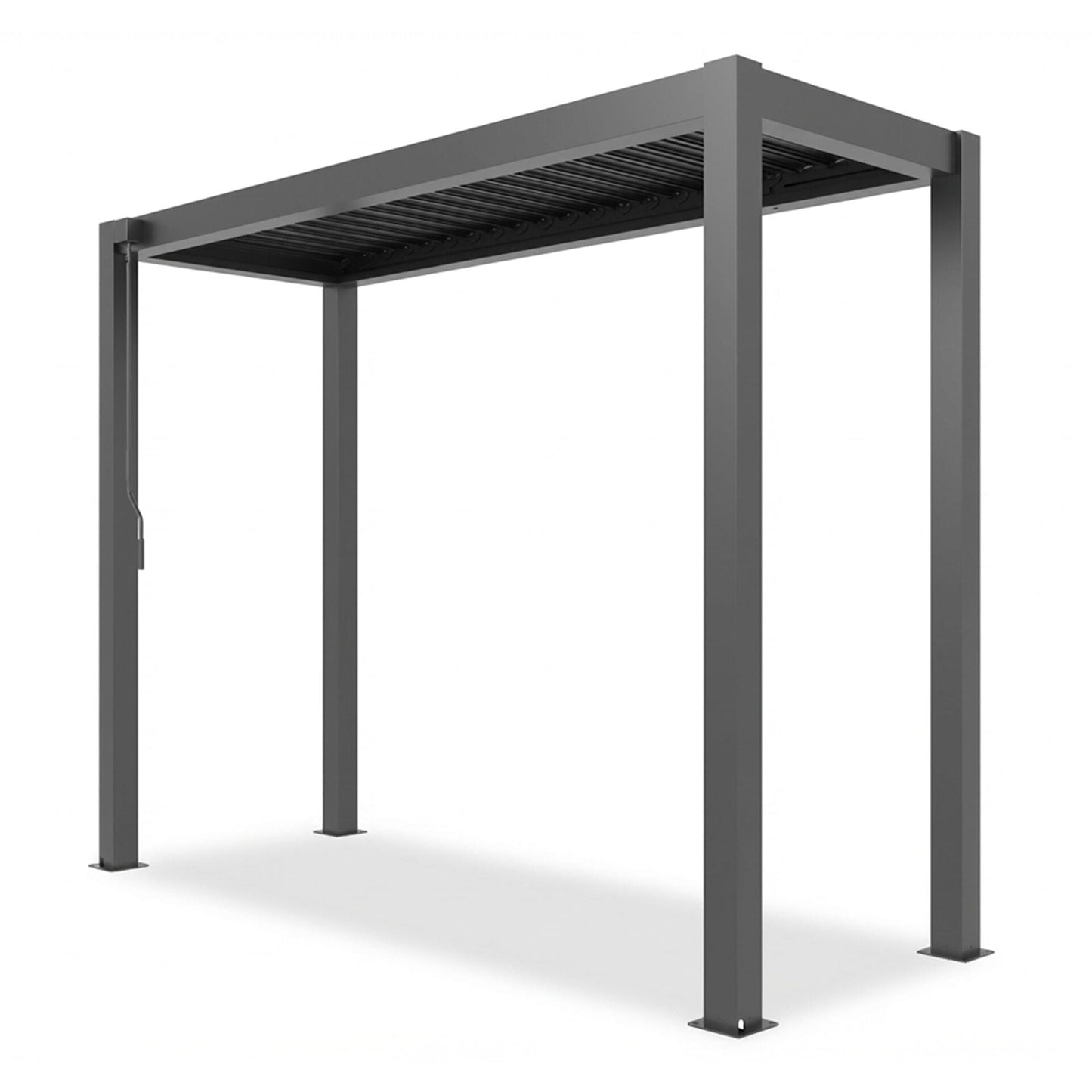 Grill King Outdoor BBQ Shelter Package – 6 Burner Charcoal BBQ Kitchen, Fridge & Sink + Freestanding Aluminium Louver Roof with LED Lighting & Privacy Blind