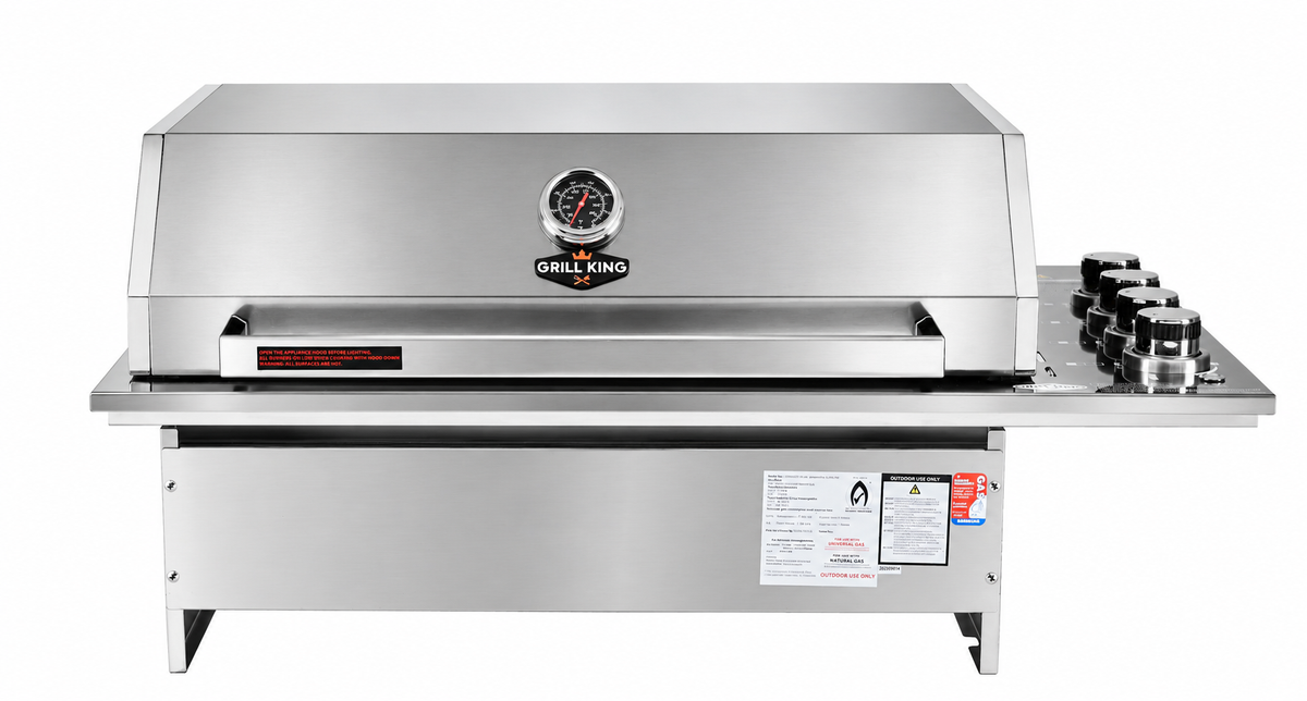Grill King Slimline 4 Burner Drop-In BBQ – Silver Stainless Steel