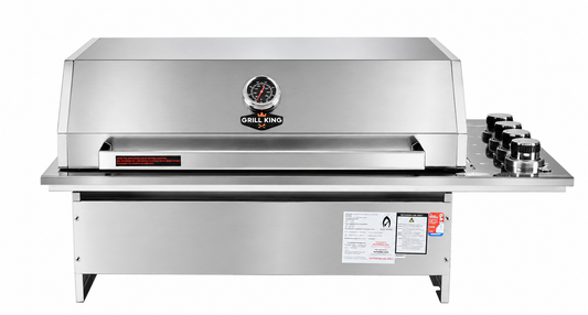 Grill King Slimline 4 Burner Drop-In BBQ – Silver Stainless Steel
