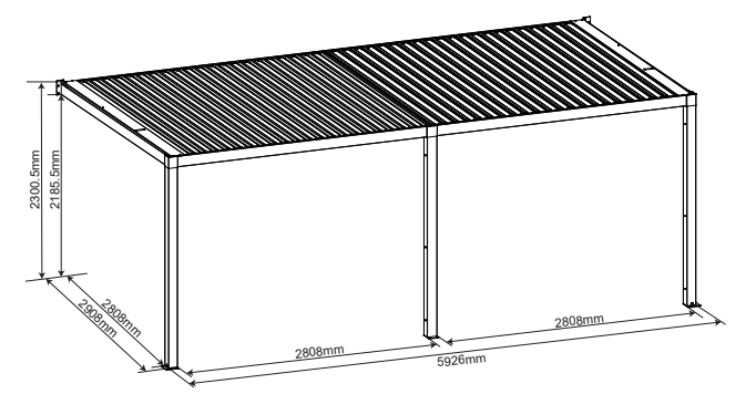 Wall Mounted 3M x 6M Semi Permanent Louvered Gazebo Aluminium Pergola Monument Heavy Duty Wind Resistant
