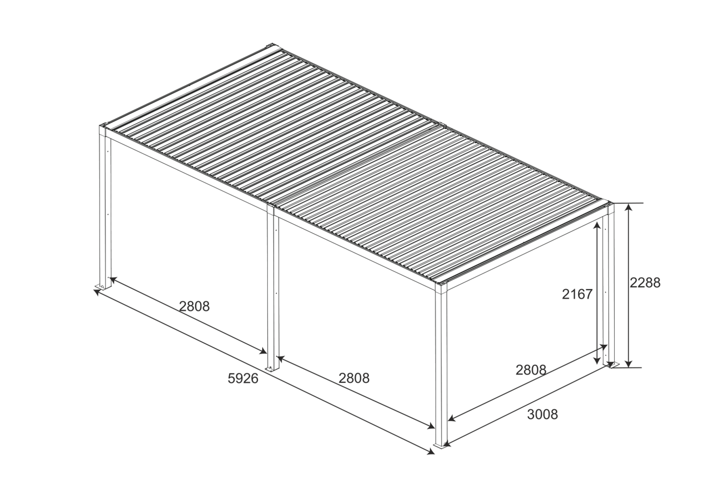 Wall Mounted Monument 3M x 6M Semi Permanent Louvered Gazebo Aluminium Pergola Monument Heavy Duty Wind Resistant