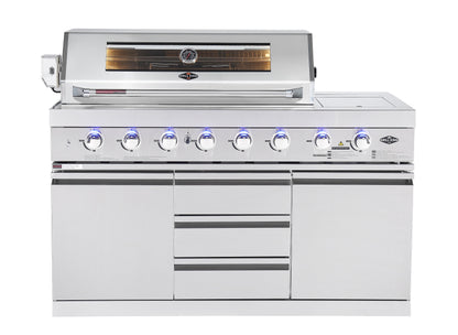 test rey 1 304 Stainless Steel 6-Burner + Wok BBQ Module