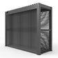 Grill King Outdoor BBQ Shelter Package – 6 Burner Charcoal BBQ Kitchen, Fridge & Sink + Freestanding Aluminium Louver Roof with LED Lighting & Privacy Blind