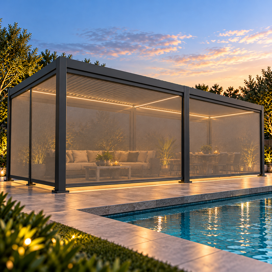 GazeboMate 3m × 6m Monument Aluminium Louvered Gazebo – Adjustable Roof Pergola