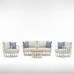 Maximus Hampton-Style 4-Piece Outdoor Lounge Set – White Aluminium + Ultra-Soft White Cushion