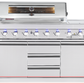 Hurricane 304 Stainless Silver 6 Burner Outdoor Kitchen w/ Fridge, Sink & Pizza Oven Bundle