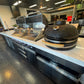 Floor Stock Element Twin-Hood Outdoor BBQ Kitchen with Kamado Smoker, Fridge, Sink, Rotisserie