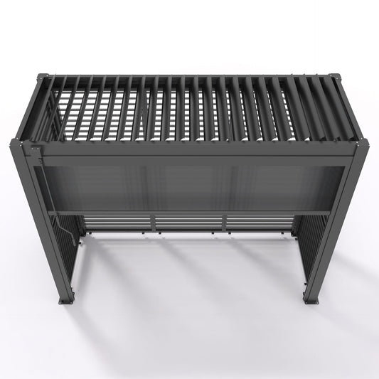 GazeboMate BBQ Shelter – Freestanding Aluminium Louver Roof with LED Lighting & Privacy Blind