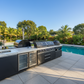 Floor Stock Element Twin-Hood Outdoor BBQ Kitchen with Kamado Smoker, Fridge, Sink, Rotisserie