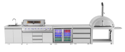 test rey 1 Hurricane 6-Burner Outdoor Kitchen: Stainless Steel, Fridge, Sink, Wok & Rear Infrared Burner
