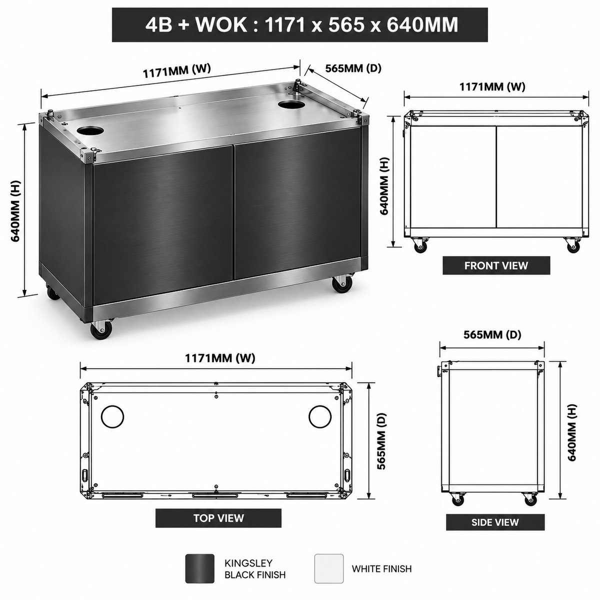 Grill King Built-In BBQ Cabinet Module – Flat Pack | White 4 & 6 Burner Options