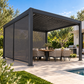GazeboMate Aluminium Louvered Gazebo with Privacy Wall – Monument