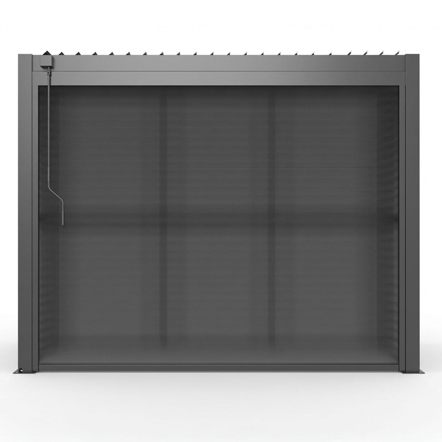 Grill King Outdoor BBQ Shelter Package – 6 Burner Charcoal BBQ Kitchen, Fridge & Sink + Freestanding Aluminium Louver Roof with LED Lighting & Privacy Blind