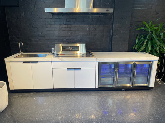Floor Stock Rockpool White 4B Drop In BBQ Kitchen with Double Sink & Triple Fridge