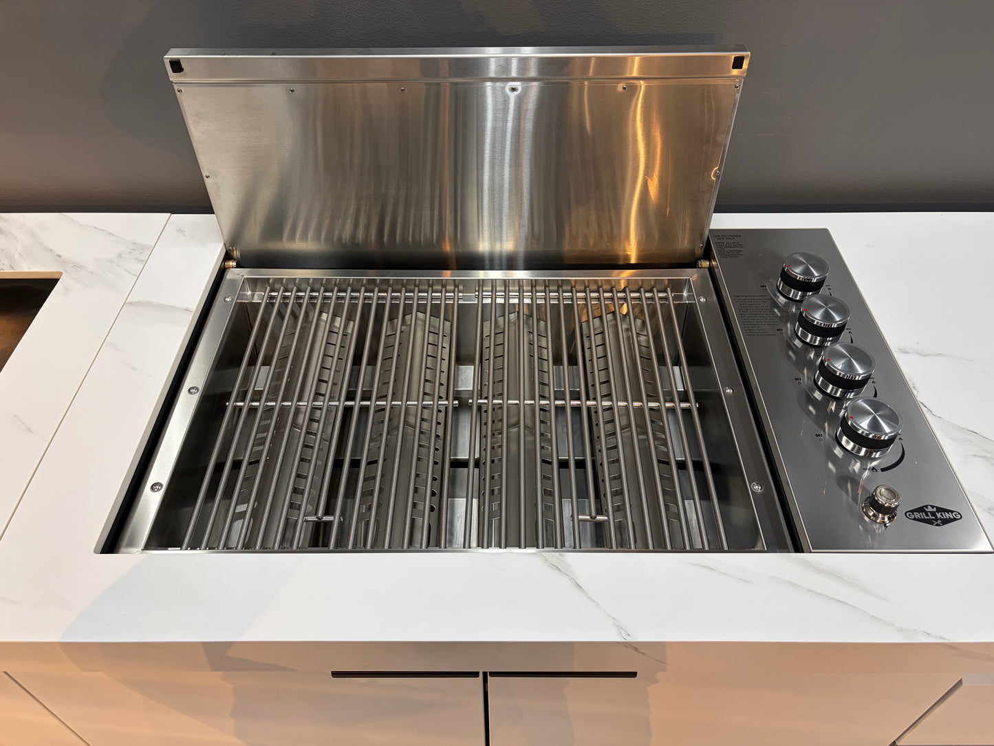 Floor Stock Rockpool White 4B Drop In Flat Hood BBQ Kitchen Inc Sintered Stone Benchtops, Aluminium Cabinets, Fridge & Sink