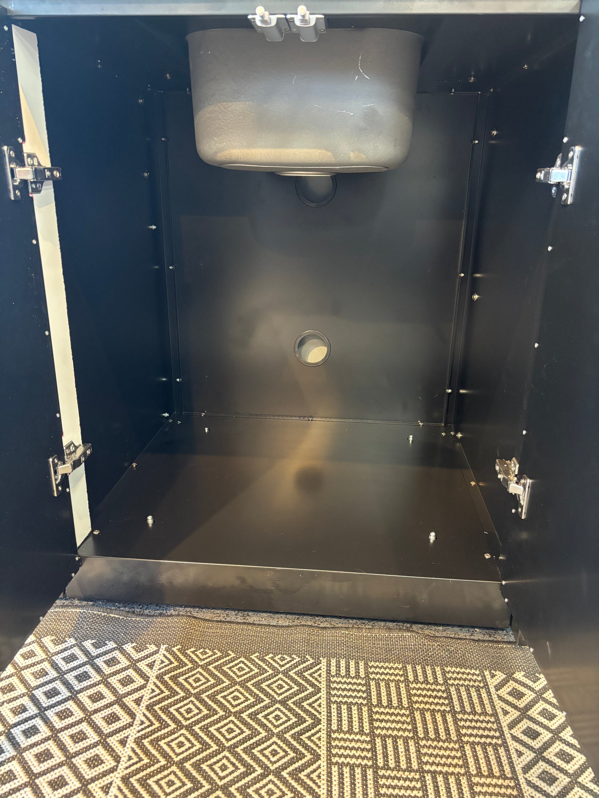 Grill King Signature Series 6 Burner Outdoor BBQ Kitchen Package – Black Stone Benchtop, Black Aluminium Cabinets, Built-In BBQ + Rotisserie