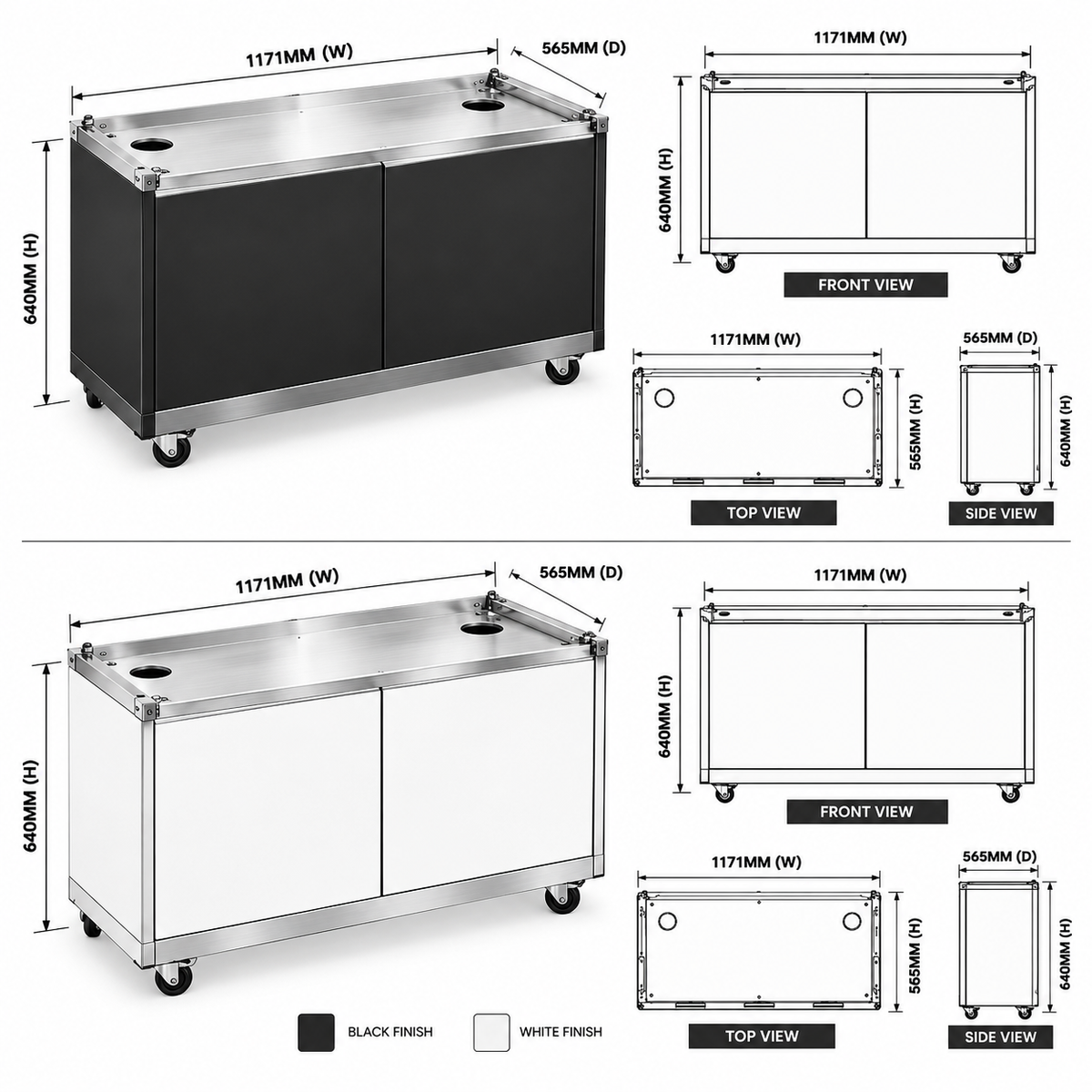 Grill King Outdoor BBQ Cabinet Module Suits Black Built In BBQs