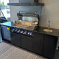 Grill King Signature Series 6 Burner Outdoor BBQ Kitchen Package – Black Stone Benchtop, Black Aluminium Cabinets, Built-In BBQ + Rotisserie