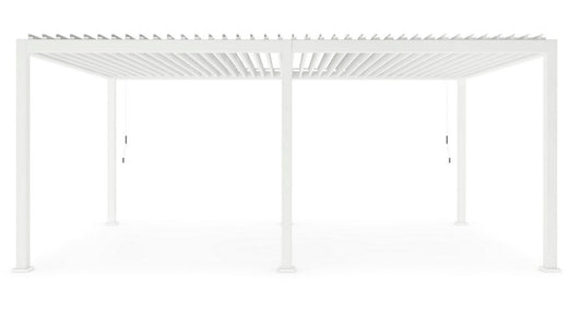 GazeboMate White 3M x 6M Semi Permanent Louvered Gazebo Aluminium Pergola White Heavy Duty Wind Resistant