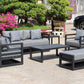 7 Piece Charcoal Aluminium Hampton Style Outdoor Furniture Lounge Set Weather Resistant 3 Seater, 1+1 + Coffee Table & 2x Side tables