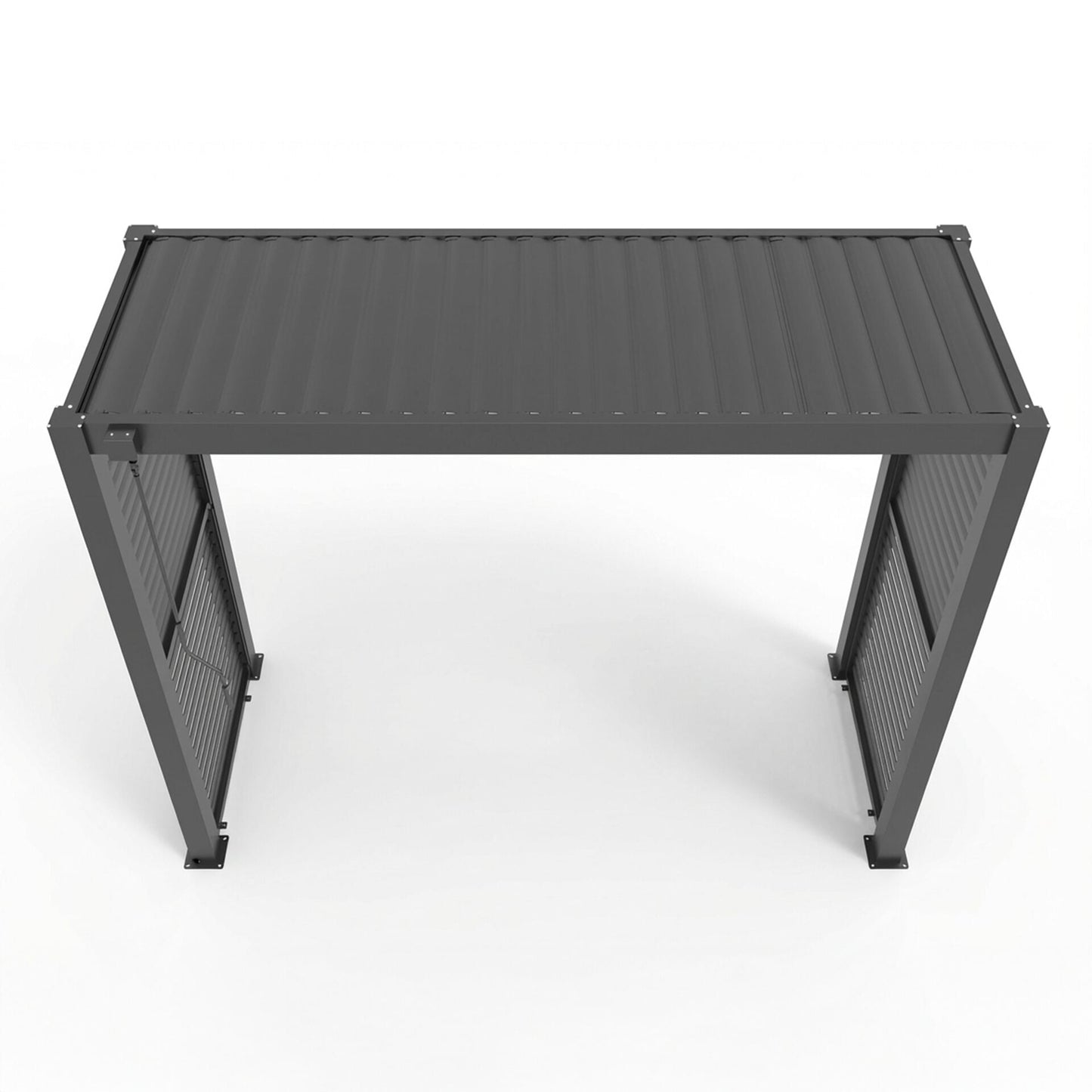 Grill King Outdoor BBQ Shelter Package – 6 Burner Charcoal BBQ Kitchen, Fridge & Sink + Freestanding Aluminium Louver Roof with LED Lighting & Privacy Blind