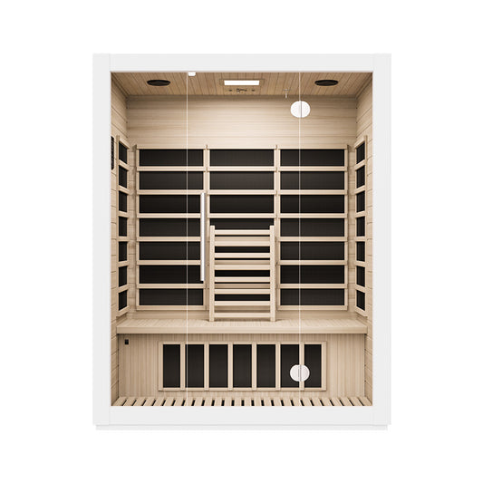 BJØRN 3 PERSON WHITE DESIGNER SAUNA PERSON INFRARED SAUNA LED, BLUETOOTH