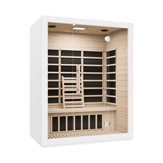 BJØRN 3 PERSON WHITE DESIGNER SAUNA PERSON INFRARED SAUNA LED, BLUETOOTH