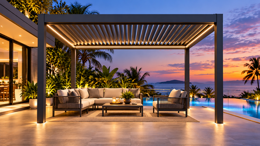 GazeboMate WHITE 3M x 4M LED Aluminum Louvred Gazebo